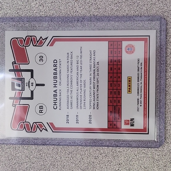 2021 Panini Chronicles Donruss Draft Picks Chuba Hubbard RC - Picture 2 of 2